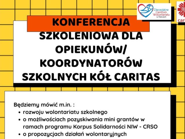 Zaproszenie na&nbsp;konferencję szkoleniową dla opiekunów Szkolnych Kół Caritas